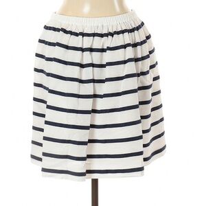 J.Crew Navy Stripe Cotton Skirt Size 6 Elastic Waist Lined